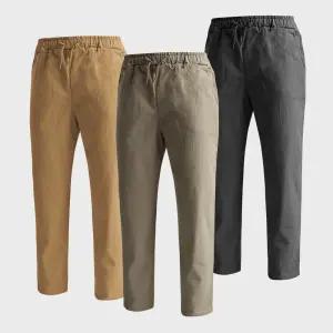 [화이트빌딩]남자 스판 면 바지 9부 워싱 세미와이드 팬츠