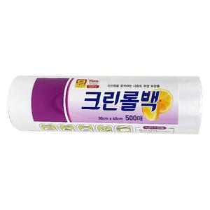 크린롤백 위생팩 롤백 30cmx40cm 500매 1개/일회용 위생 롤 비닐팩 PE 투명 포장 비닐백 대형 업소용