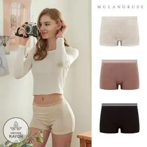 [물랑루즈]이지 레이온스판 모달 여드로즈팬티 네모팬티 여성사각팬티 3종세트