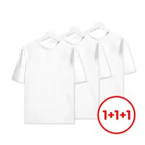 3PACK 순면 100% 레이어드 반팔티 화이트