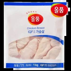 올품 IQF 냉동 통 닭가슴살 1kg x 10봉