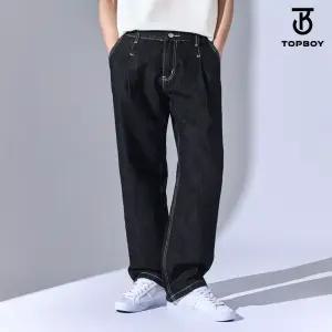 기장 선택 세미와이드 레귤러 생지 원턱 데님팬츠 (KD052)