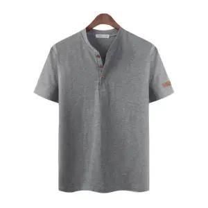 면티 남성 가죽 와펜 헨리넥 반팔 티셔츠 NR553T