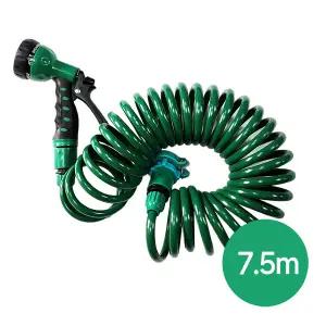 제이오마켓 코일호스 7.5M/마당 정원 원예 세차 다기능 물 분사기 스프링 노즐 호수