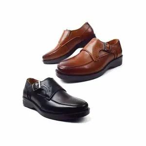 [하프클럽/세자매]소가죽 5.5cm 키높이 남성 버클로퍼 캐주얼구두 / 블랙/ 브