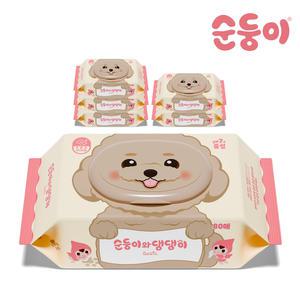 [순둥이] 댕댕이 강아지물티슈 베이직 캡형 80매 6팩 (6DGB)