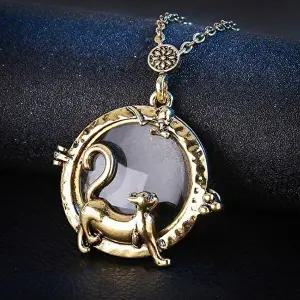 노인 앤틱 겸용 레트로 고양이 목걸이 돋보기-WE58ED5