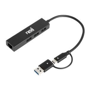 USB C타입 A타입 3포트 멀티허브 기가비트 유선 랜카드 이더넷 USB확장 RJ45 LAN포트 노트북 PC