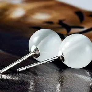 S925 스털링 실버 오팔 캣츠아이 원석 귀걸이-WC1E7F0