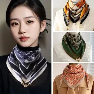 자석스카프 마그네틱 목도리 승무원 원터치 실크삘 여성용 목보호 쁘띠 선물용