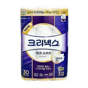 크리넥스 데코 앤 소프트 화장지 3겹 40m 30롤