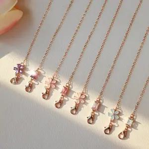 [다잇템]여자 페미닌 마스크줄 얇은체인 꽃무늬 목걸이