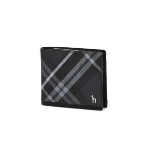 [헤지스](대전신세계)[DUBLIN] 블랙 체크 가죽 2단 반지갑 HJWA5E866BK