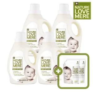 [4개+2개] 네이쳐러브메레 아기섬유유연제 용기형 1800ml 4개[GIFT]오리지널향 유연제 리필 500ml 리필 2팩, 총 6팩