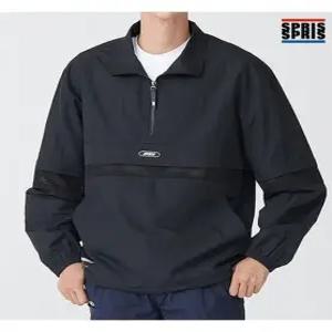 남성 3단 배색 아노락 점퍼 블랙