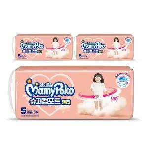 마미포코 슈퍼컴포트팬티 특대형 36P, 여아 3팩, 1개