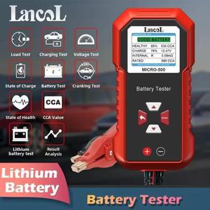 Lancol 마이크로 500 12V 자동차 배터리 테스터, 40 3000 CCA 리튬 납산 분석기, QR 코드 LED 디스플레이