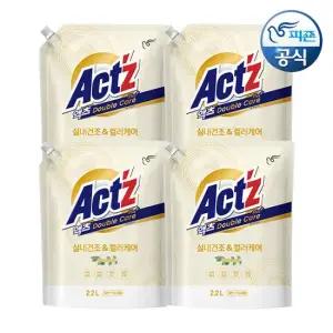 액츠 세탁세제 더블케어플러스 일반 드럼 겸용) 2.2L 리필 x 4개