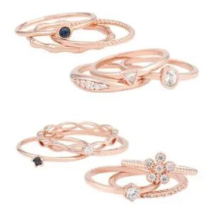 스타일을 돋보이게~ 로즈골드 레이어드링 반지 세트