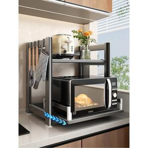 밥솥 스탠드 선반 2단 다이 보관 슬라이드선반 높이조절가능 밥솥선반 다용도 오븐 원목