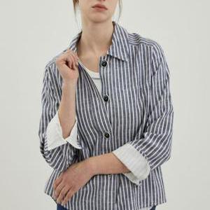 올리비아로렌 / 스트라이프 셔츠 VVCNL4M3291 / 애플아울렛 ( 블루 )