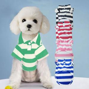 강아지 반려견 여름 스트라이프 카라 티셔츠 강아지옷