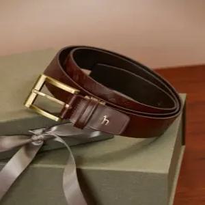 헤지스 액세서리 남성 24FW [스테디셀러]브라운 체크 소가죽 벨트 WUBE4F811W3