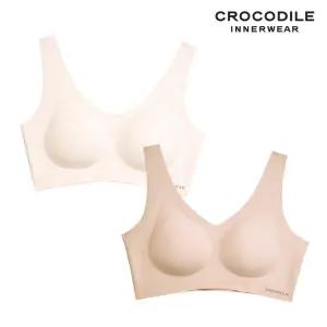 [크로커다일] 소프트 쿨인견 쉘론 패드일체형 V넥 브라2종 베이지 다크베이
