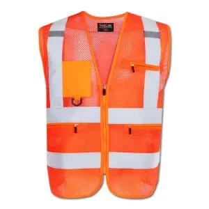 SL 고급형 안전 조끼 작업 신호수 주황 망사 반사띠