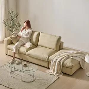 세인트블랑 컴피 구스 가죽 모듈 3인용 소파 한팔형 와이드 스툴 sk