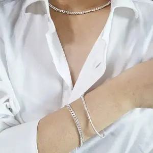 커브 3mm 은팔찌 대중적인 인기 커플 순은 생일선물 아들선물