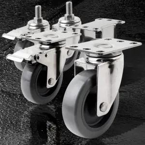 경량용 100mm스텐 4인치바퀴 이동식 고정 볼트 이동 무소음우레탄