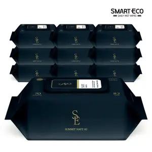 [스마트에코] 고평량 써밋82g 네이비 70매 10팩 캡형 엠보 아기물티슈