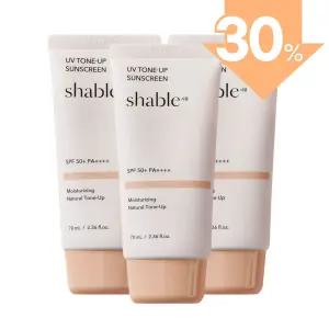 샤블 UV 내츄럴 톤업 선크림 혼합자차 블루라이트 자외선차단제 70ml, 3개