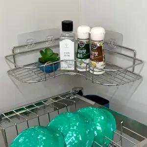 무타공 욕실 스테인레스 코너 선반/수납 주방 벽걸이 화장실 샤워 거치대 모서리 다용도 샤워기 공간 틈새