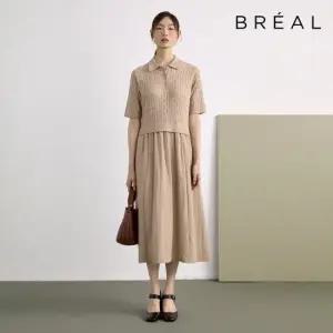 브리엘 반팔 케이블 카라 니트 원피스 2종