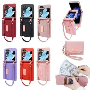 갤럭시 z플립 7 6 매트 가죽 카드 지폐 지갑형 핸드 스트랩 힌지 보호 지플립 제트플립 케이스