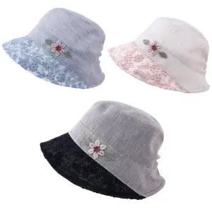 [나비드원]린넨 와이어 꽃 벙거지 4color 엄마 부인 중년여성 할머니 여름 챙모자OM-B31034