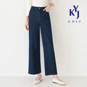 [김영주골프] 봄가을 세미와이드 뒷밴딩 데님팬츠 여성 골프 청바지 DPFLJN30