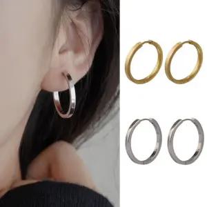 2.1cm 심플 프랜치 후프 골드 실버 링 S925 방지 캐주얼 이어링 귀걸이