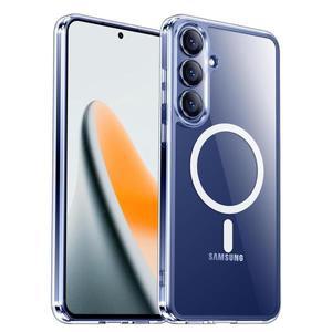 삼성 갤럭시 S24 FE 5G용 맥세이프 아크릴 강력 자석 무선 충전 케이스, 투명 충격 방지 백 커버