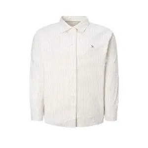 헤지스 여성 [아이코닉] 옥스포드 스트라이프 셔츠 베이지 HSSH5DC85I1