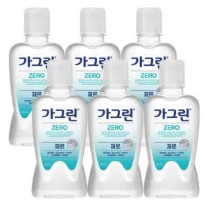 가그린 제로 구강 청결제 250ml 6개/액상 가글 워시 케어 살균 구취제 청정 잇몸 치아 교정 가정용 관리 냄