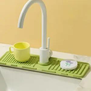 실리콘 세면대 물고임 방지 수도꼭지 드레인 패드 싱크대 물받이 매트 수전 물빠짐 자동배수 물때방지 깔개