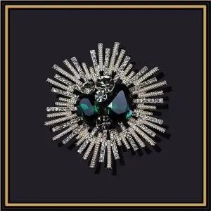 화려한 AAA지르코니아 그린 쿠빅 불꽃 옷핀 브로치-WC1E805