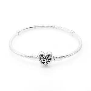 [판도라] 598827C01 모멘츠 패밀리 트리 하트 클래습 스네이크 체인 실버 팔찌