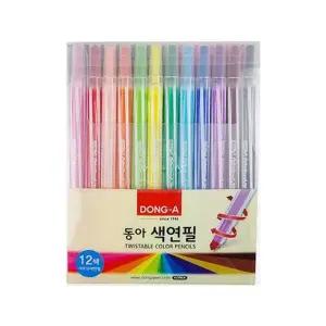 동아 줄무늬색연필 돌돌이샤프식 12색