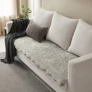 [애끌리아] 스너그 HR 장모 극세사 목화솜 자수 퀼팅 소파토퍼(60x180)