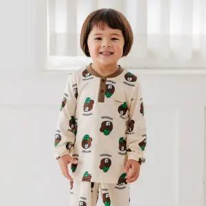 [더미누] 초록모자곰 무형광 스판 파자마 9부 잠옷