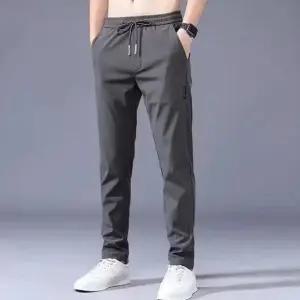 남성 여름 아이스 슬림 일자바지 밴딩 스판팬츠 쿨링 슬랙스 작업복